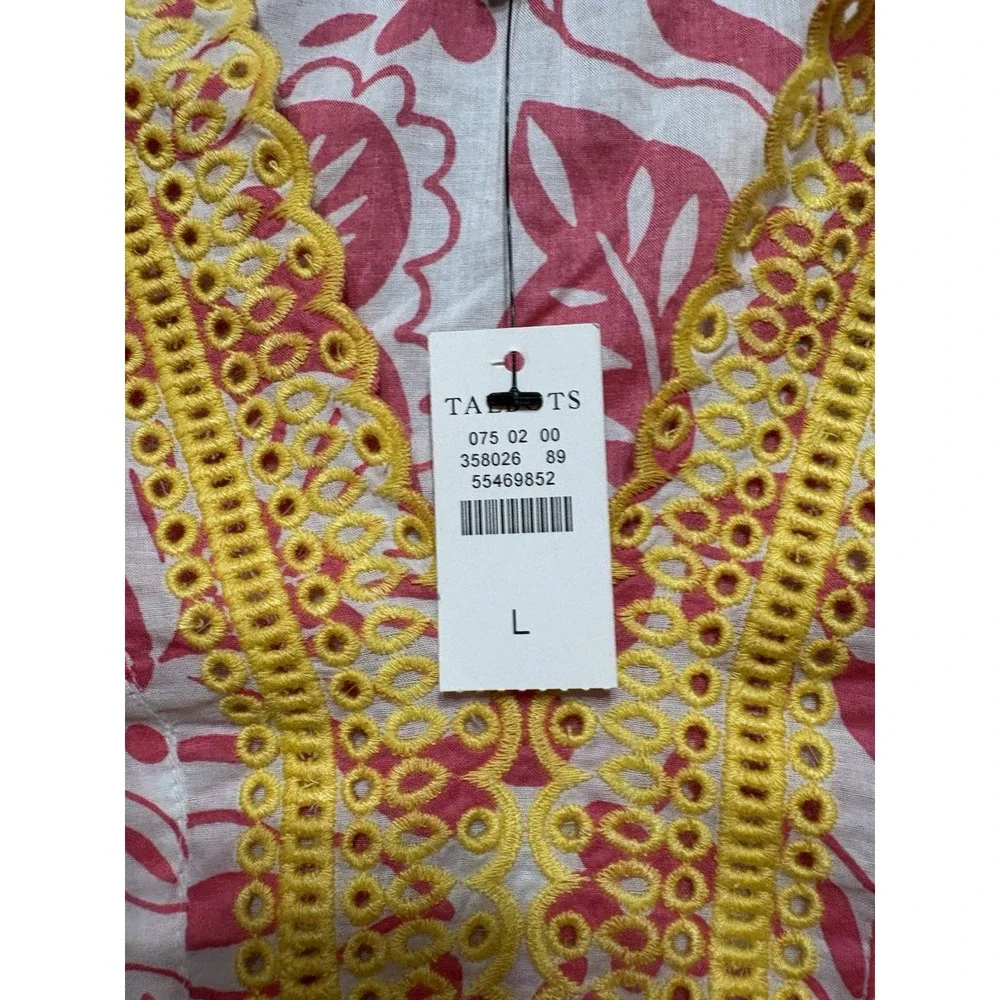 NWT Talbots Pink White Embroidered Cover Up Top Vacation Tropical Sheer Large - Picture 5 of 9